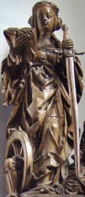 15Th Century Wooden Sculpture of Saint Catherine of Alexandria In The Sankt Franziskuskirche Zwillbrock Germany