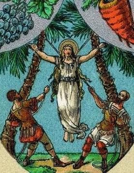 Detail of The Coat of Arms of The Vienna Commercial Cooperatives C1900 Featuring The Martyrdom of Saint Corona By Hugo Gerard Ströhl