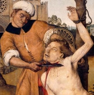 Detail of The Painting Martyrdom of Saint Cucuphas By Ayne Bru 15001507 National Art Museum of Catalonia Spain