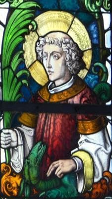 Detail of A Stained Glass Window of Saint Cyriacus Parish Church of Saint Pelagius Weitnau Germany Date Unknown Artist Unknown Photographed On September 2007 By Andreas Praefcke