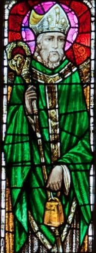 Detail of A Stained Glass Window of Saint Declan of Ardmore Date And Artist Unknown Church of Our Lady And Saint Kieran Ballylooby County Tipperary Ireland Photographed On 8 September 2012 By Andreas F Borchert