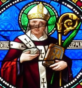 Detail of A Stained Glass Window of Saint Desiderius of Langres Date Unknown Artist Unknown Abbey Church At SaintAntoine LAbbaye Isère France Photographed On 6 September 2011 By Gfreihalter