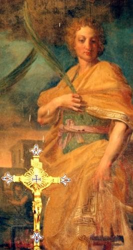 Detail of A Painting of Saint Gorgonius And Saint Doroteus Church of SaintGorgonEtSaintDorothée De Véron In Yonne France Date And Artist Unknown Photographed On 27 April 2016 By François Goglins Image