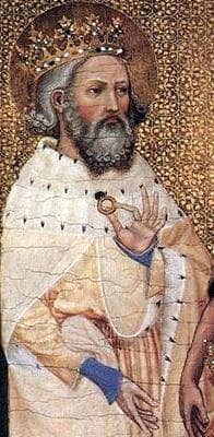 Saint Edward The Confessor A Detail From Richard II of England With His Patron Saints From The Wilton Diptych 1395 Tempera On Oak Panel National Gallery London England