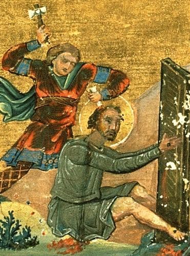 Detail of An Image of The Martyrdom of Saint Elian From The Menologion of Basil II 11Th Century Artist Unknown