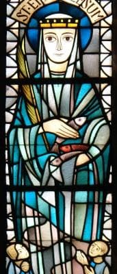 Detail of A Stained Glass Window of Saint Emma of Bremen Dispensing Alms Church of Saint John Bremen Germany Artist Unknown Photographed On 6 April 2006 By Jürgen Howaldt