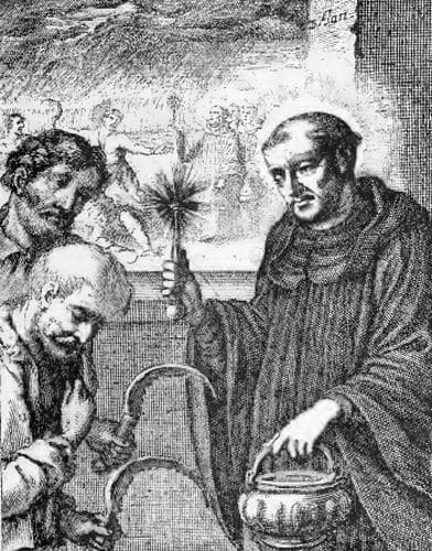 Illustration of Saint Fintan From The Book Saints of The Order of Saint Benedict Designed By Father Amandus Liebhaber