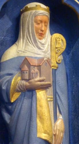 Detail of A Statue of Saint Frideswide Date And Artist Unknown Aisle Chapel of The Church of Saint North In The North Gate Oxford England Photographed On 30 November 2018 By Ethan Doyle White