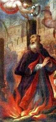 Detail of A Painting of The Martyrdom of Saint Fructuous Augurius And Eulogius 18Th Century Artist Unknown