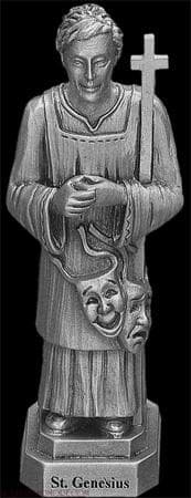 Small Pewter Statue of Saint Genesius Artist Unknown