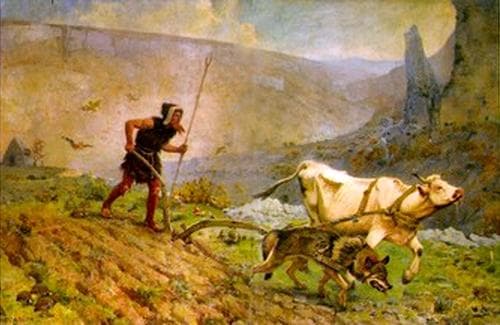 Detail of A Painted Triptique of Saint Gens By Paul Vayson 1910