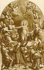 Detail From A 1940S Italian Holy Card of The Seven Founders of The Servants of Mary Artist Unknown