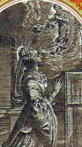 Detail of An Italian Holy Card Saint Glodesind of Metz Date And Artist Unknown