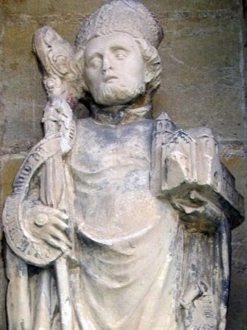 Detail of A Statue of Saint Godehard of Hildesheim Date Unknown Artist Unknown Northwest Portal Cathedral of Hildesheim Germany Photographed On 24 May 2005 By Hildesia