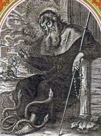 Detail of An Italian Holy Card of Saint Godric of Finchale Date And Artist Unknown