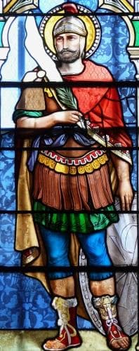 Detail of A Stained Glass Window of Saint Gogonius Church of SaintGeorges In Compains PuyDeDôme France Date And Artist Unknown Photographed On 25 June 2014 By Père Igor