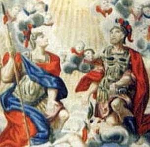 Detail of An Antique Holy Card of Saints Gratian And Felinus Date And Artist Unknown