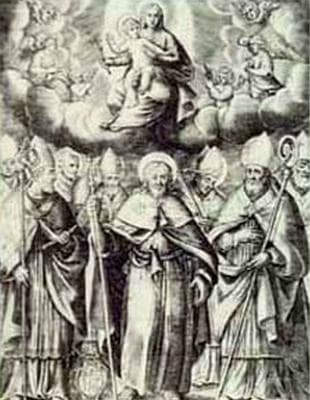 Detail of An Antique Holy Card of The First Bishops of Agrigento Italy Date And Artist Unknown