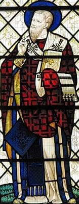 Detail of A Saint Gregory of Nazianzen Stained Glass Window Sir Ninian Comper Ely Cathedral