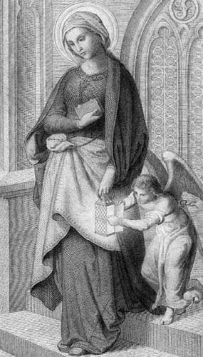 Detail of An Antique Holy Card of Saint Gudule of Brussels Date And Artist Unknown