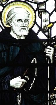 Detail of A Stained Glass Window of Saint Guthlac of Croyland Artist Unknown 19Th Century Crowland Abbey Lincolnshire England