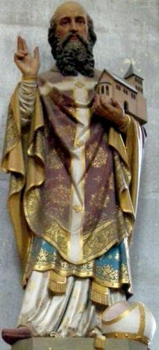 Polychrome Statue of Saint Hydulphe 19Th Century Artist Unknown Abbey Church of Moyenmoutier Vosges France Photographed On 13 May 2008 By JiElle