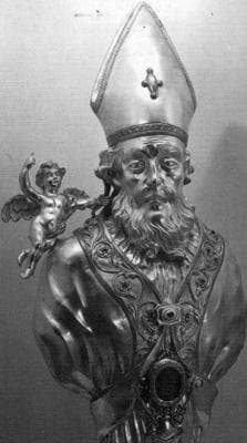 Silver Reliquary Bust of Saint Hilary of Galeata Artist Unknown 1961 Church of Carmine Lugo Italy