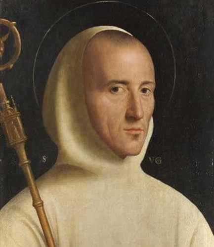 Detail of A Portrait of Saint Hugh of Grenoble By An Anonymous Painter C1525 London National Gallery London England