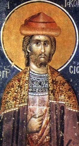 Detail of An Icon of Saint James Intercisus Date And Artist Unknown