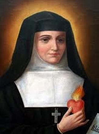 Illustraiton of Saint Jeanne De Lestonnac Holding Her Heart Aflame With Zeal For Her Vocation Date And Artist Unknown