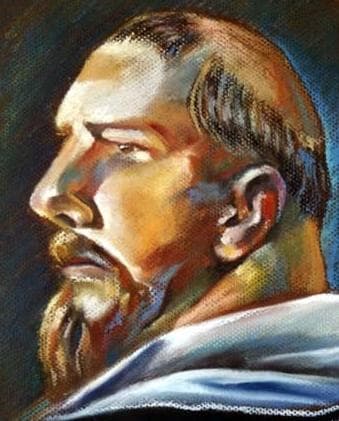 Detail of A Portrait of Saint Juan Alcober Figuera By Don Larma Date Unknown