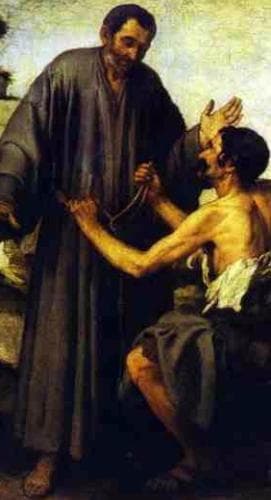Detail of The Painting Brother Juniper And The Beggar By Bartolomé Esteban Murillo C1645 Louvre Museum Paris France