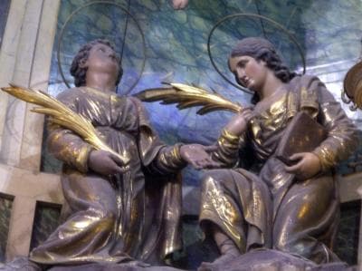 Sculpture of Saints Justin And PastorAltarpiece of The Church of Saints Justo And Pastor Barcelona Spain 18Th Century Artist Unknown Photographed By Bocachete On 28 July 2009