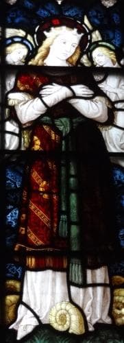 Detail of A Stained Glass Window of Saint Keyne Date And Artist Unknown Brecon Cathederal Brecon Wales Photographed On 12 November 2017 By Rwthtomos1948