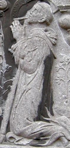 Detail of A BasRelif of Saint Landelin Date And Artist Unknown Exterior Wall of The Abbey of Aulnes France Photographed In August 2008 By Grentidez