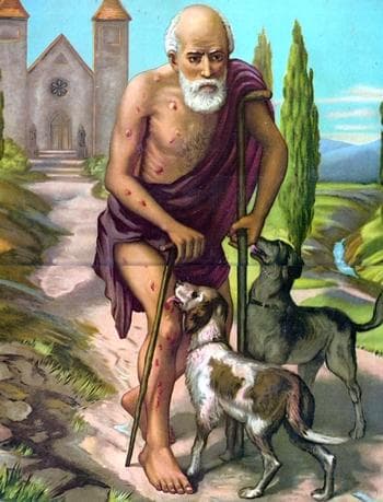 Detail of A Painting of Saint Lazarus The Beggar Date And Artist Unknown