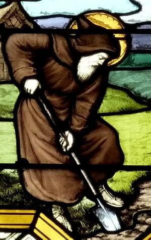 Detail of A Stained Glass Window of Saint Leutfridus Living In Solitude Date And Artist Unknown Catholic Parish Church CœurImmaculéDeMarie Suresnes France Photographed On 2 April 2011 By Reinhardhauke