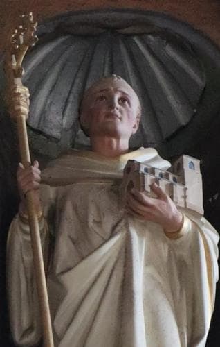 Detail of A Statue of Saint Lomer Date And Artist Unknown Church of NotreDame Du MontHarou MoutiersAuPerche France Photographed By Go69 On 10 July 2018