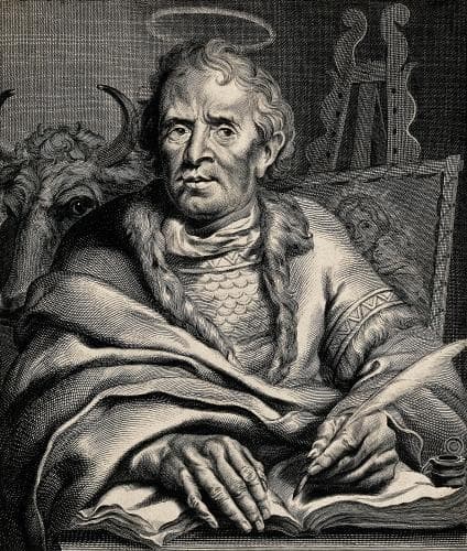 Engraving of Saint Luke The Evangelist By Cornelis Visscher Mid17ThCentury Part of The Wellcome Collection
