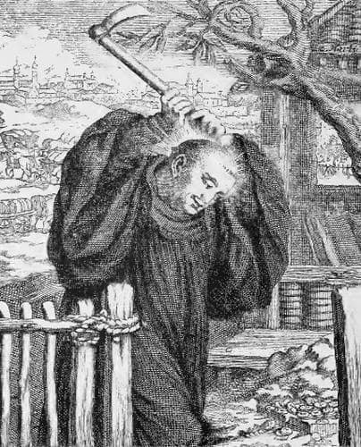 Illustration of Saint Lupicinus Abbot And Hermit From The Book Saints of The Order of Saint Benedict Designed By Father Amandus Liebhaber