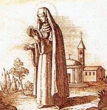 Detail of A Saint Macrina The Younger Holy Card Date And Artist Unknown