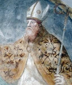 Detail of A Painting of Saint Magnus of Milan 16Th Century Artist Unknown Crypt of Saint Eustorgius Milan Italy Photographed On 29 October 2011 By A Ntv