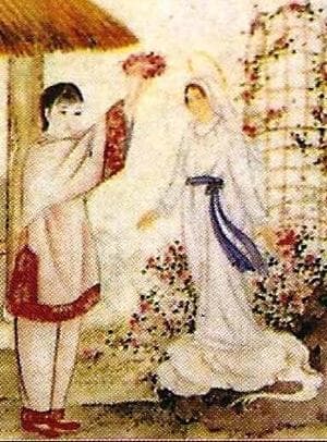 Detail of An Italian Holy Card of Saint Maria Chi Yu Date And Artist Unknown