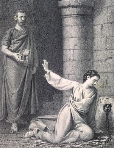 Detail of A Print of Saint Martha of Astorga By Jose Cebrian 1868 In The Book Famous Women of Spain And Portugal Library of The University of Seville Spain