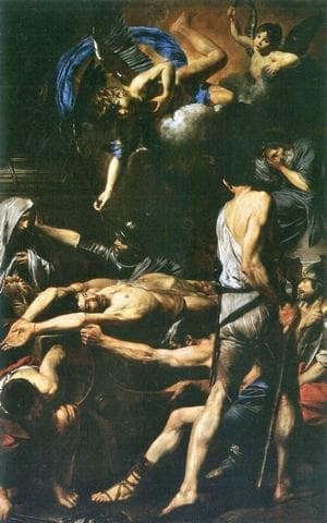 A Painting of The Martyrdom of Saint Processus And Saint Martinianus Valentin De Boulogne 1630
