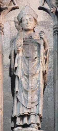 Statue of Saint Maurille Archbishop of Rouen Date And Artist Unknown 5Th Statue On The Right of The Gallery of The Western Facade of The Cathedral of Rouen France Photographed On 6 December 2014 By Giogo