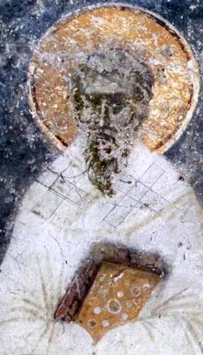 Detail of A 14Th Century Fresco of Mina Patriarch of Constantinople Artist Unknown Northern Wall of The Nave of The Northern Wing of The Gracanica Monastery Kosovo Serbia