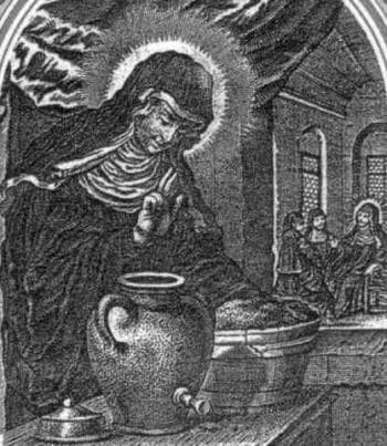 Detail of An Italian Holy Card of Saint Monegundis Date And Artist Unknown