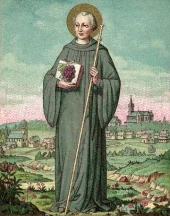 Detail of An Antique French Holy Card of Saint Morand of Cluny