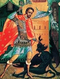 Detail of An Anonymous 19Th Century Painting of Saint Nicetas The Goth